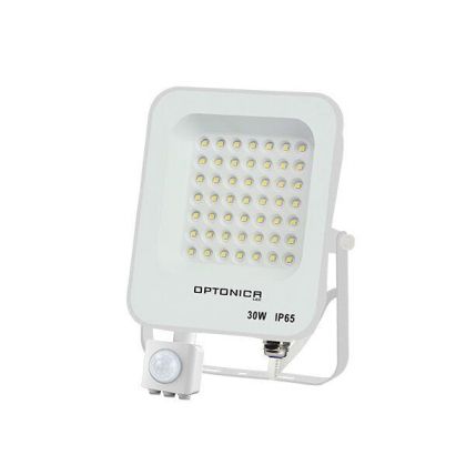 LED прожектор бял 30W 2700LM  90 градуса IP65 4500K със сензор SKU 5767 OPTONICA