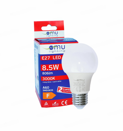 LED Крушка E27 A60 8.5W 806lm 3000K OMU Lighting