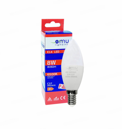 LED Крушка E14 Candle C37 8W 860lm 6500K OMU Lighting