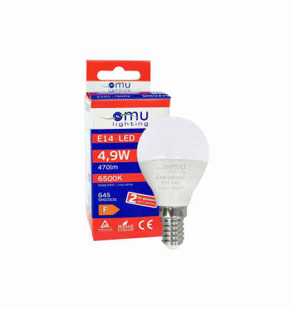 LED Крушка E14 P45 4.9W 470lm 6500K OMU Lighting