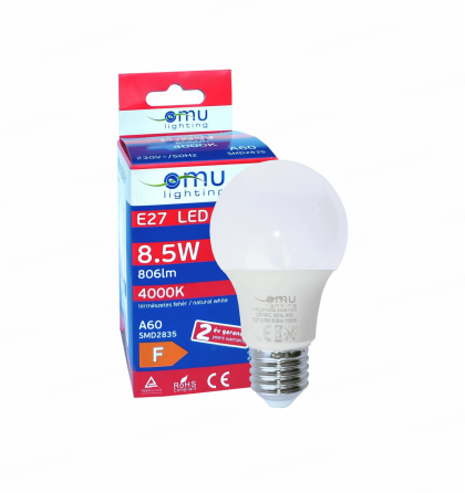 LED Крушка E27 A60 8.5W 806lm 4000K OMU Lighting