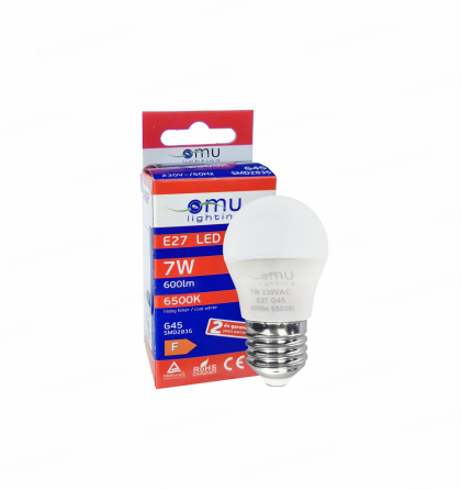 LED Крушка E27 G45 7W 600lm 6500K OMU Lighting