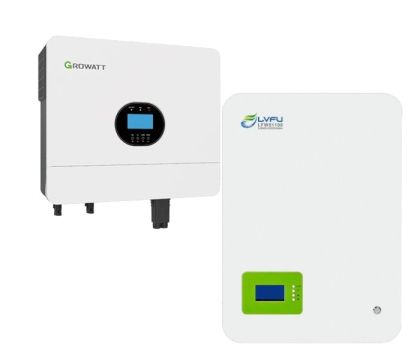 Соларна система Growatt SPF 6000 ES Plus + Батерия за Стена LVFU 51.2V 100Ah 6000 Цикъла