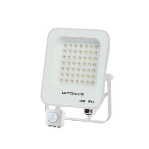 LED прожектор бял 30W 2700LM  90 градуса IP65 6000K със сензор SKU 5766 OPTONICA