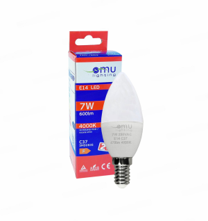 LED Крушка E14 Candle C37 7W 600lm 4000K OMU Lighting