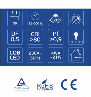 LED Спот Крушка G4 2W 230lm 4000K OMU Lighting