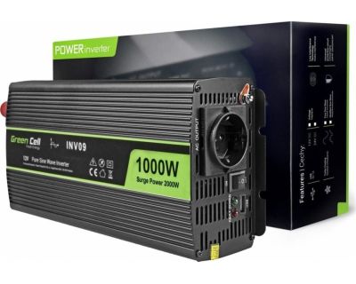 Green Cell Инвертор 12V към 230V 1000W/2000W Чиста синусоида - EAN: 5902719427886 - PGR-028