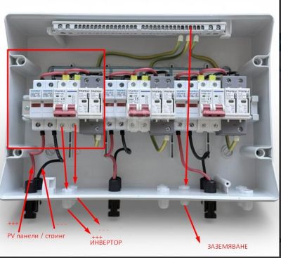 DC Табло три стринга 600V 16А -IP20 с мълниезащити
