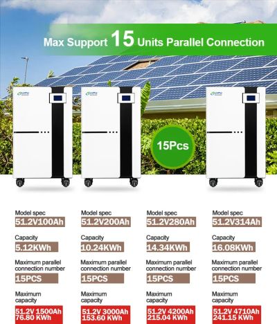 16.08kWh LiFePO4 Floor Standing LiFePO4 Battery LVFU 51.2V 314Ah 6000 Cycles